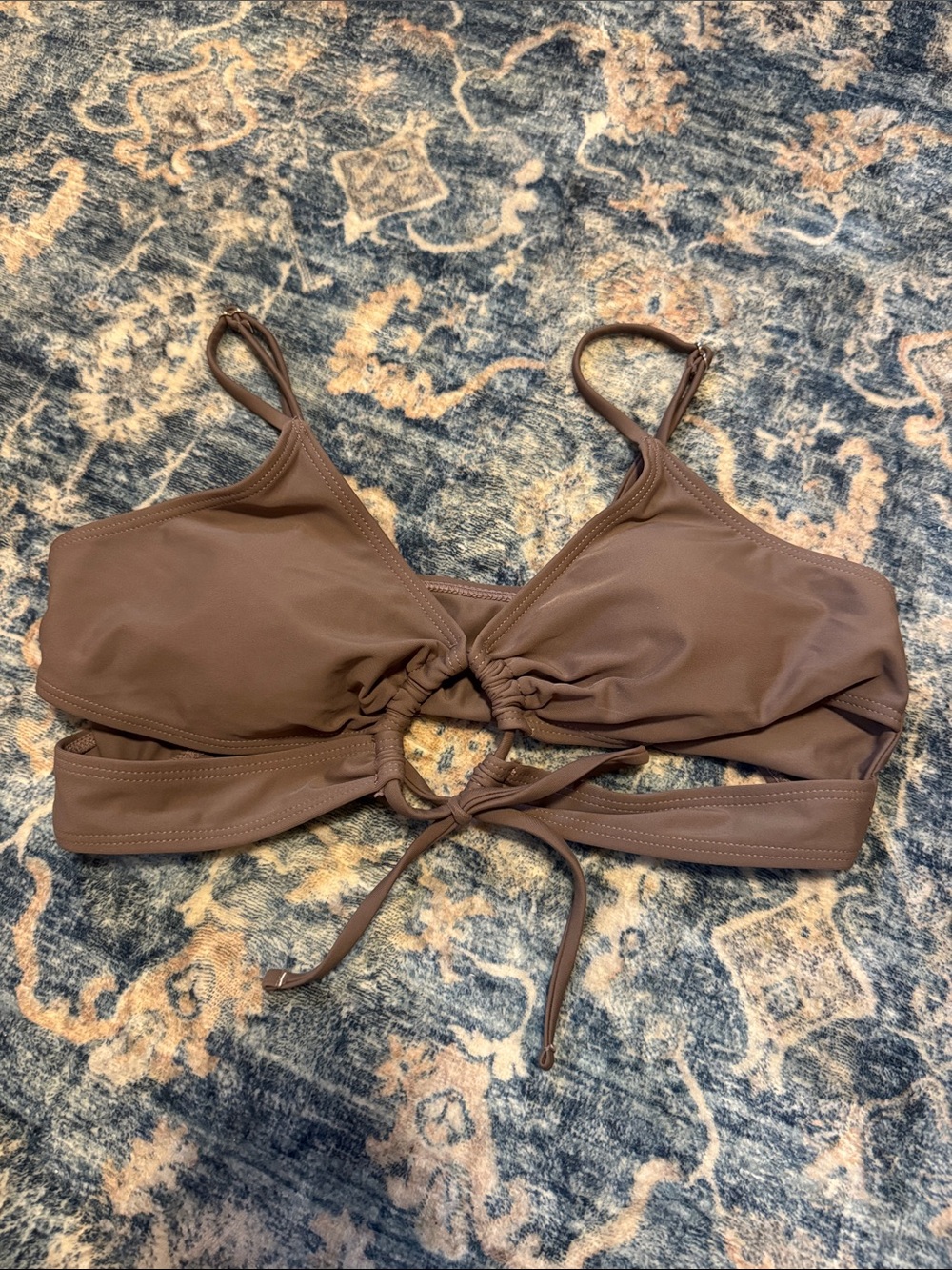 Brown Ring-Front Bikini Top